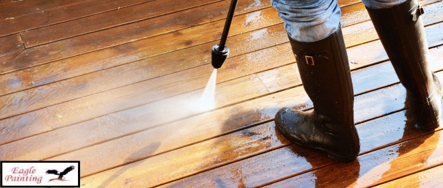 image of a professional pressure washing a property